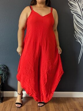 MSK Red Wide Leg Jumpsuit